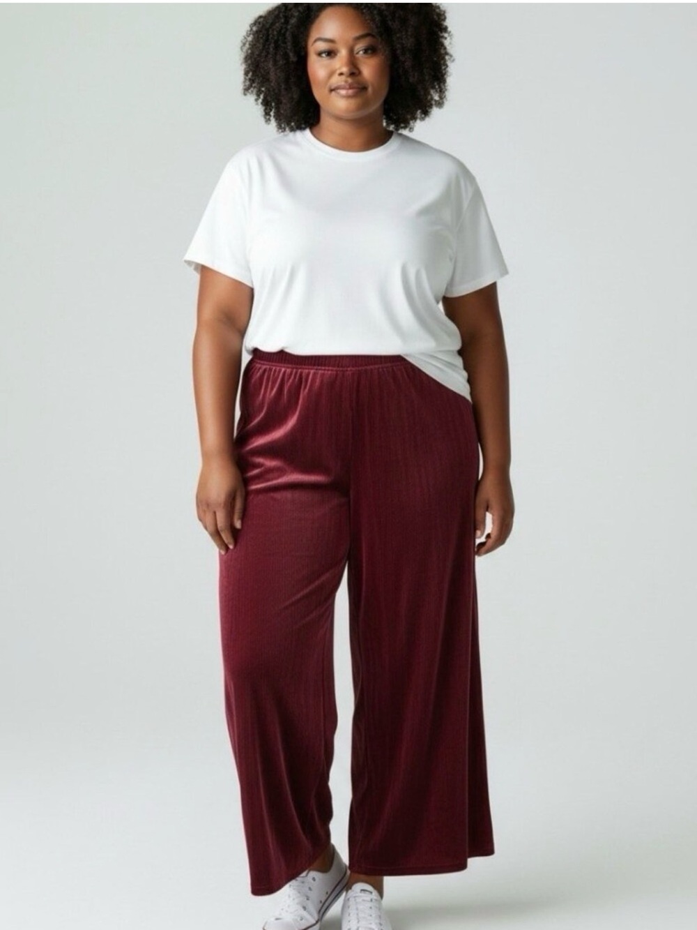 Offline by Aerie Wide leg ribbed velour trouser